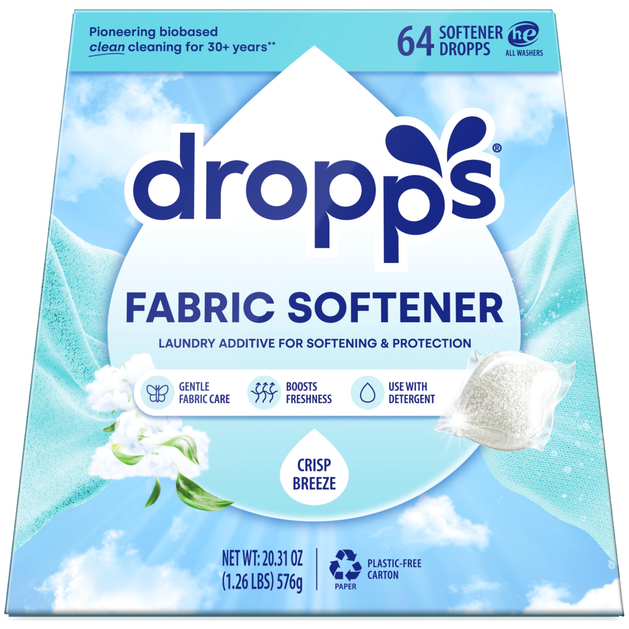 Dropps Scent Booster Pacs, Clean, Tub, 64 Count