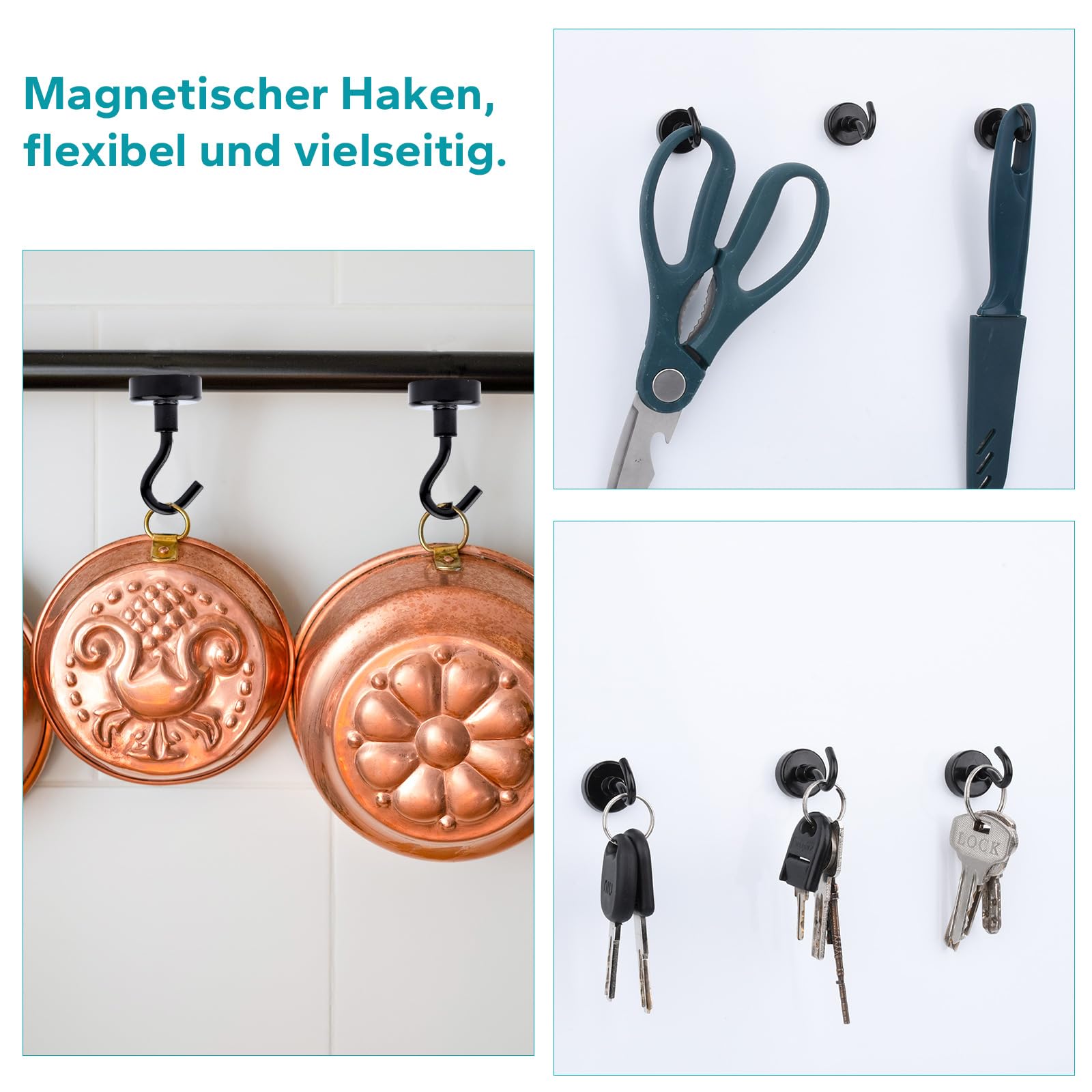 MIN CI 18pcs Ganchos Magnéticos Extra Fuertes, 20mm Iman Gancho, Imanes Fuerte, Imanes Neodimio Negro, Ganchos Cocina Extrafuertes Para Camping Garaje Cocina Oficina