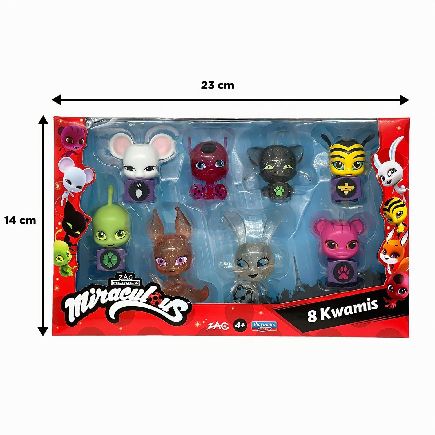 BANDAI - Miraculous - Confezione di 8 Kwami – Collezione di Mini-figure - Set con 8 Kwami - Piccole Figurine Carine Ladybug - Giocattolo per Bambini da 4 Anni in su - P50532