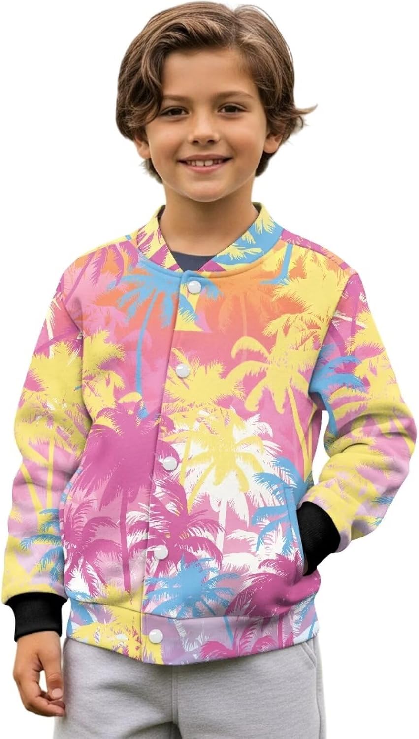 ZFRXIGN Funny Jacket for Kids Size 5-12 Button up Cardigan School Uniform Baseball Jacket