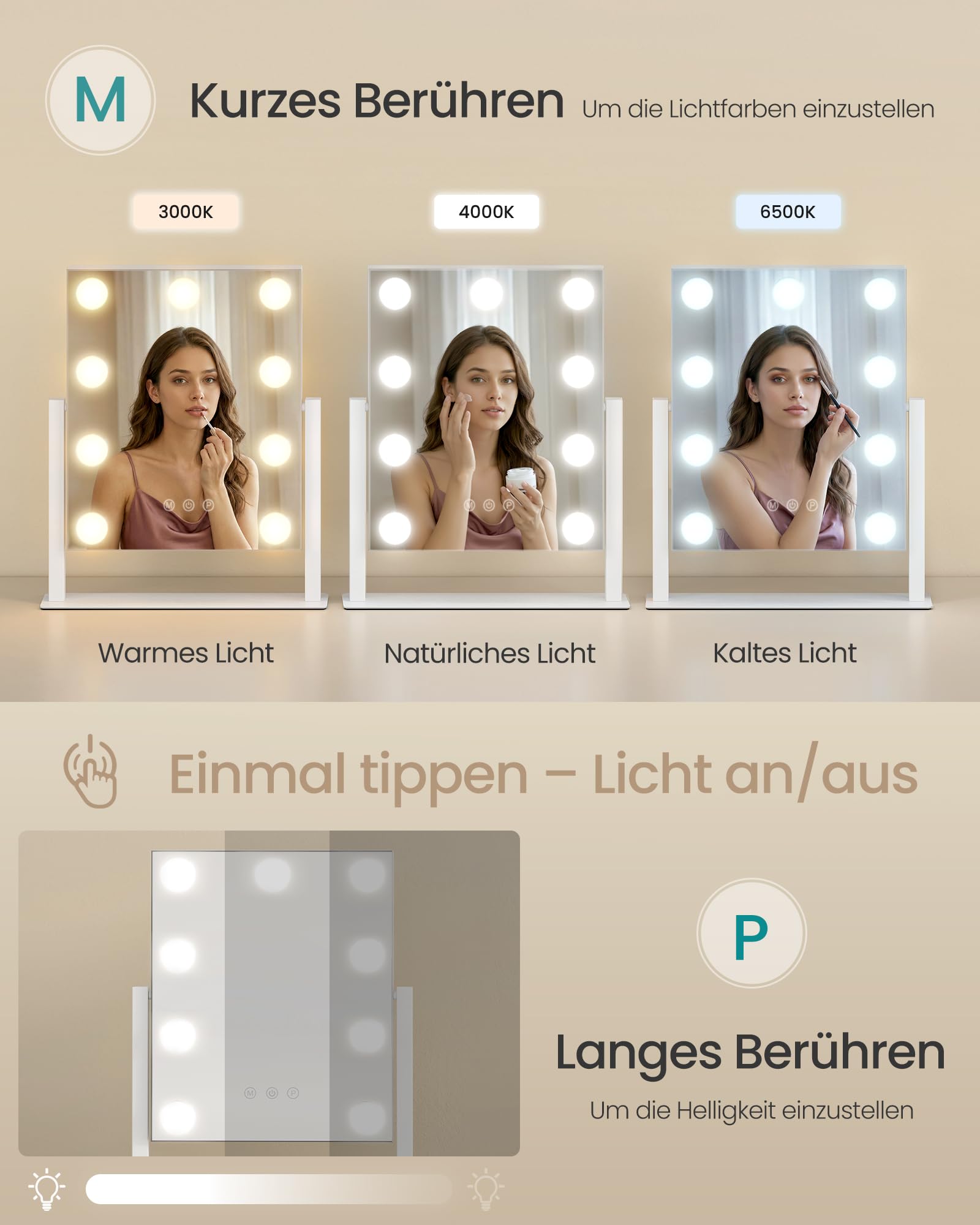 Songmics Hollywood Schminktischspiegel 25L – Bild 3