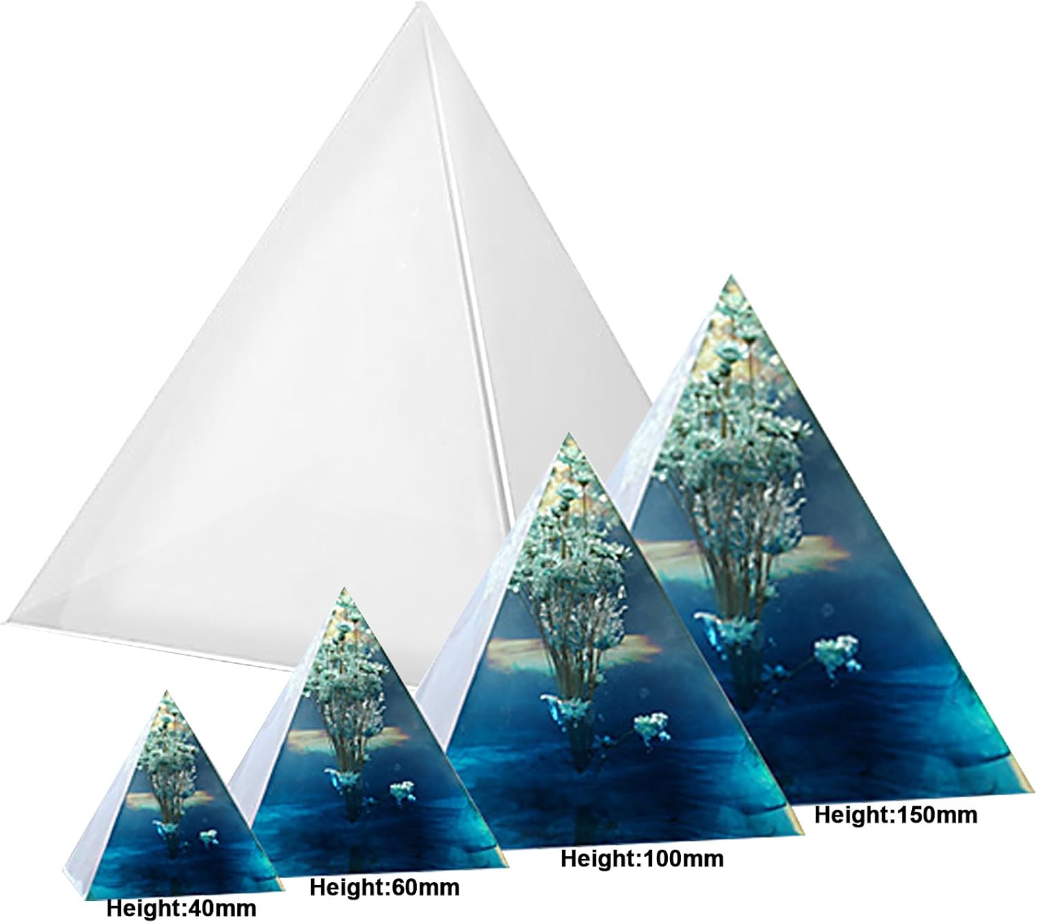 FUNSHOWCASE Pyramid Resin Epoxy Mold for Womens Jewelry Making, Polymer Clay, Soap Making, Cabochon Crystal Gemstone Crafting Projects Extra Large 6x6