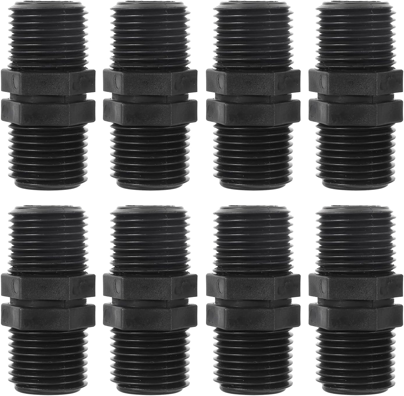 10 Pcs Head Pipe Riser 1/2 Inch MPT Double Male Pipes Thread Head Pipe Riser for Garden Lawn Irrigation System (1/2 male to 1/2 male straight coupling)