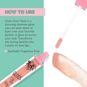 KimChiChic Beauty Gloss Over Gloss, Shimmery Micro-Sparkle Lip Gloss To Wear Alone Or Over Lipstick, Fragrance-Free Luscious Lip Balm, Purple With Pink and Gold Shimmer, 05 Aurora, 0.35ml