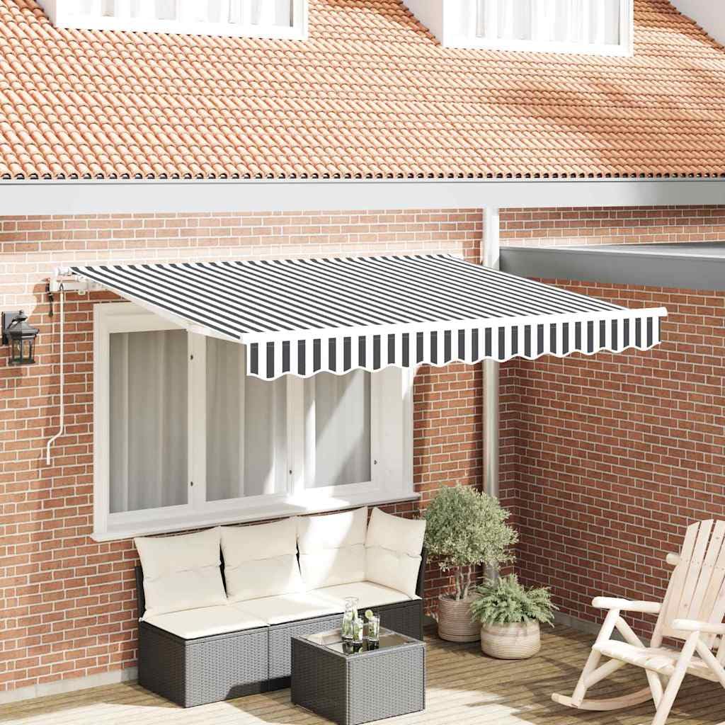 Toldo retráctil antracita 350 x 200 cm con mando a distancia – Toldo eléctrico articulado con marco de aluminio y funda de tela para jardín, terraza y patio