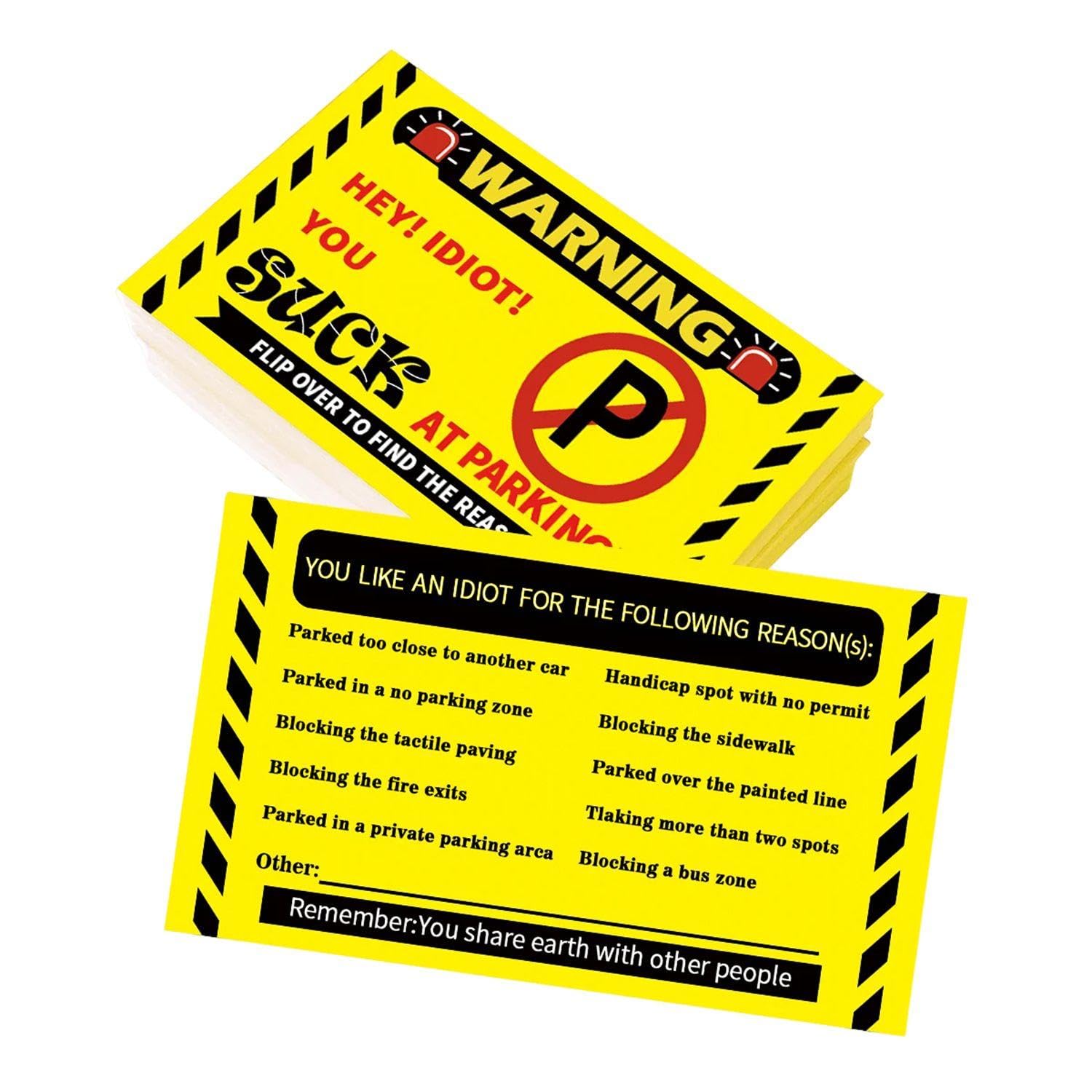 Ubsiuh Yellow 100 Fake Parking Tickets, Bad Parking Stickers, Spoof Violation Cards, Humorous Warning Stickers, Whole Party Props.