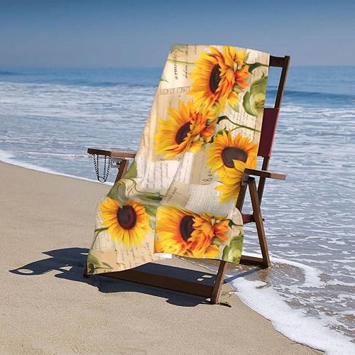 Miniatura 6 de Fiephvsa Toalla de playa suave con diseño de girasoles y postales, toalla de ducha grande de 32 x 52 pulgadas, toalla de baño absorbente para