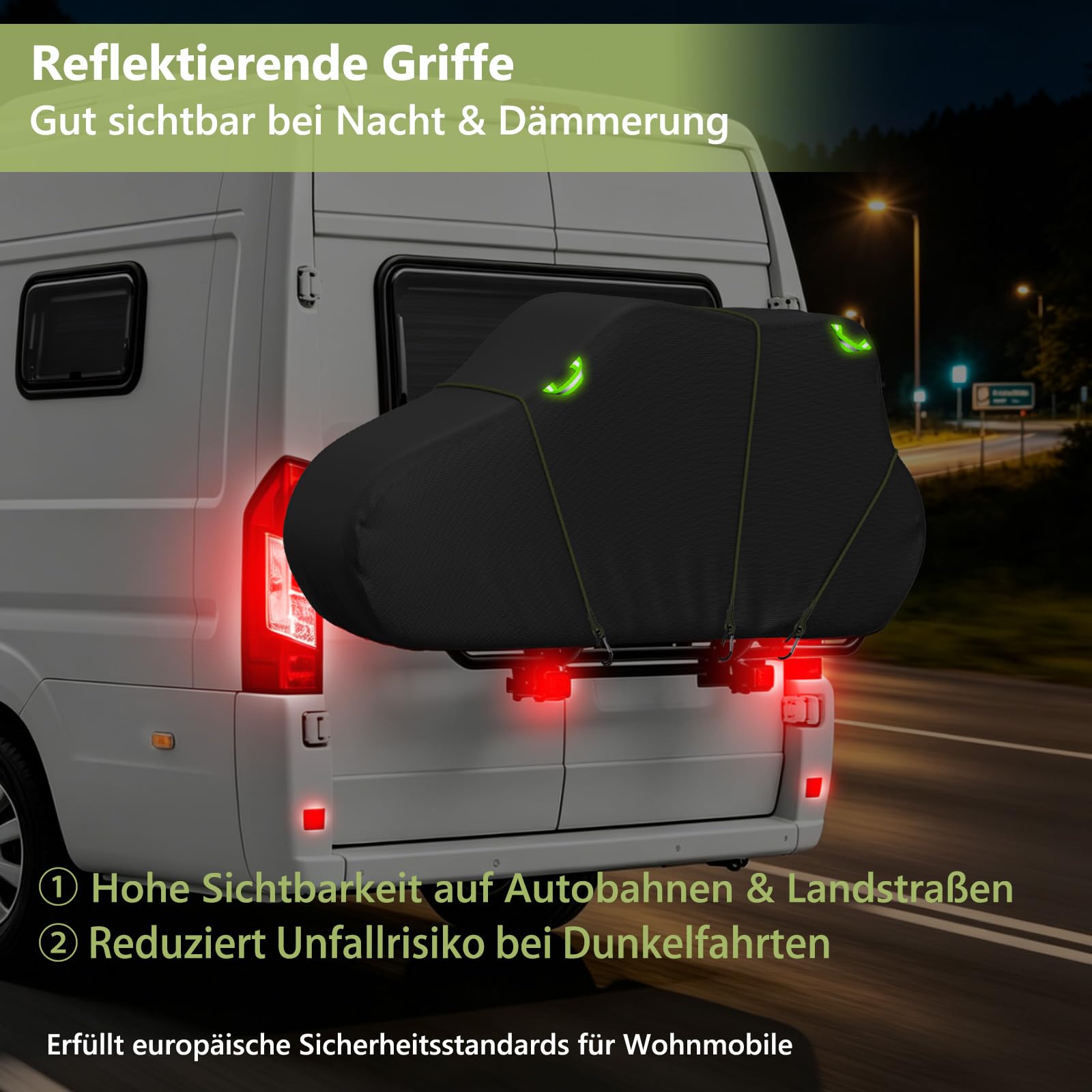 Uniwersalna plandeka transportowa na rower 210 x 120 x 100 cm na 2-3 koła – ciężka, wodoszczelna plandeka z regulowanymi klamrami, 3 pasy mocujące (1,5 m) – idealna do samochodów kempingowych