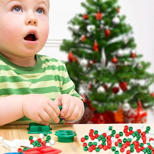 Miniatura 6 de 1000 cuentas de poni de Navidad surtidas de plástico redondas opacas para decoración del hogar, collares, pulseras, aretes, manualidades (rojo,