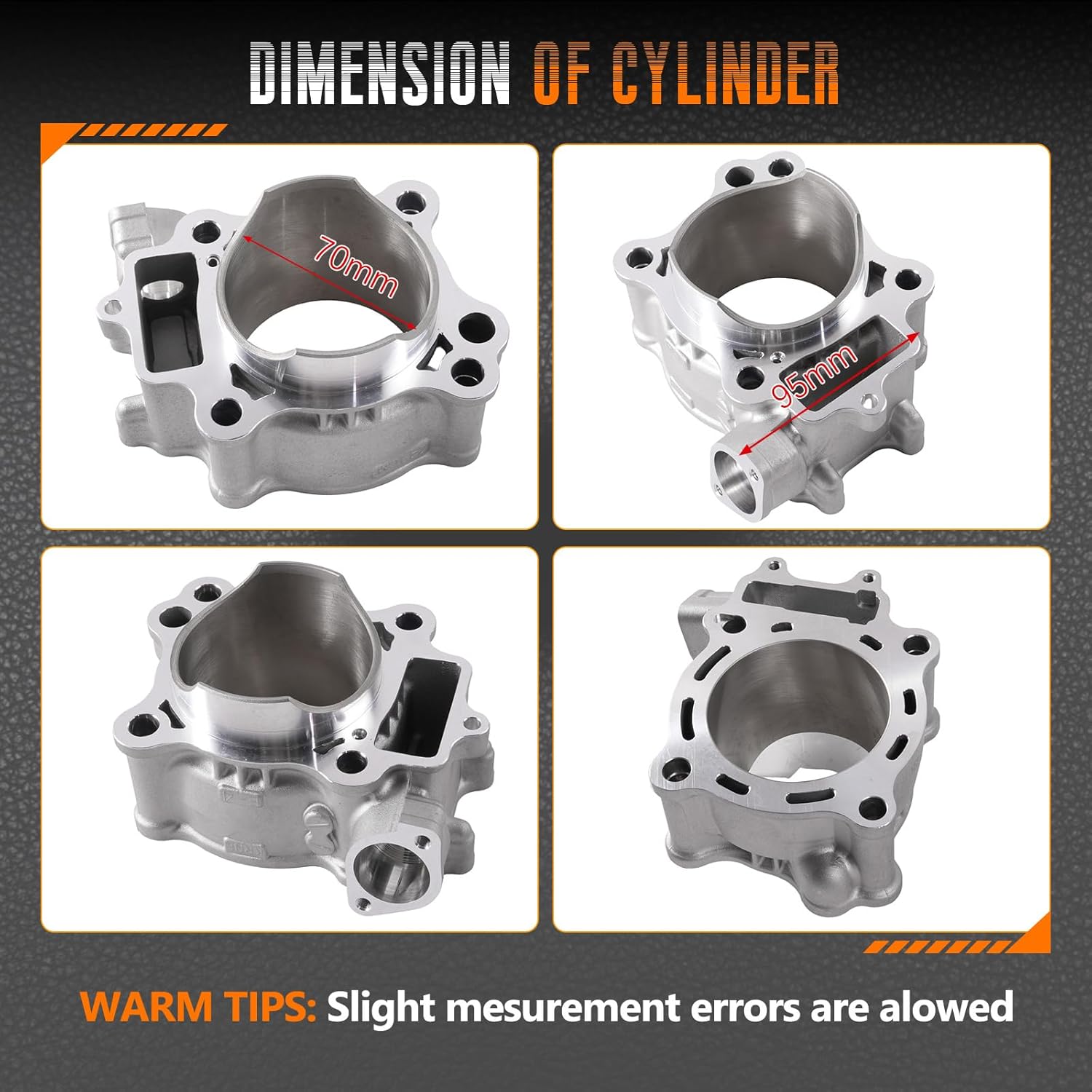 CRF250R CRF250X Cylinder Head Φ70mm Bore Compatible with Hon-da CRF250R 2004-2009, for CRF250X 2004-2017, Replace 12100-KRN-672