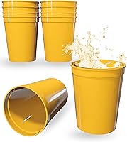 Vista 23 de PartyPrints Paquete de 100 vasos de plástico en blanco reutilizables de 16 onzas, color azul real, vasos para estadios a granel, libres de BPA