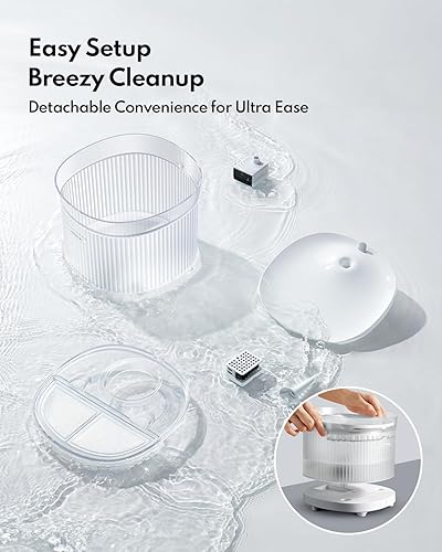 Miniatura 4 de Homerunpet Fuente de agua inalámbrica para gatos, batería de 7800 mAh, tiempo de funcionamiento de 30 días, diseño desmontable fácil de limpiar,