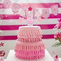 Vista 5 de Velas de número de cumpleaños, velas de malla con lazo de corona de 2.95 pulgadas, velas de números rosas con purpurina, velas de cumpleaños