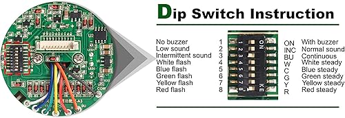 Miniatura 5 de Luz LED de torre Andon de 4 pilas con zumbador (rojo/amarillo/verde/azul), IP53, Plug & Play con adaptador de 6 pies, caja de control de 4 agujeros