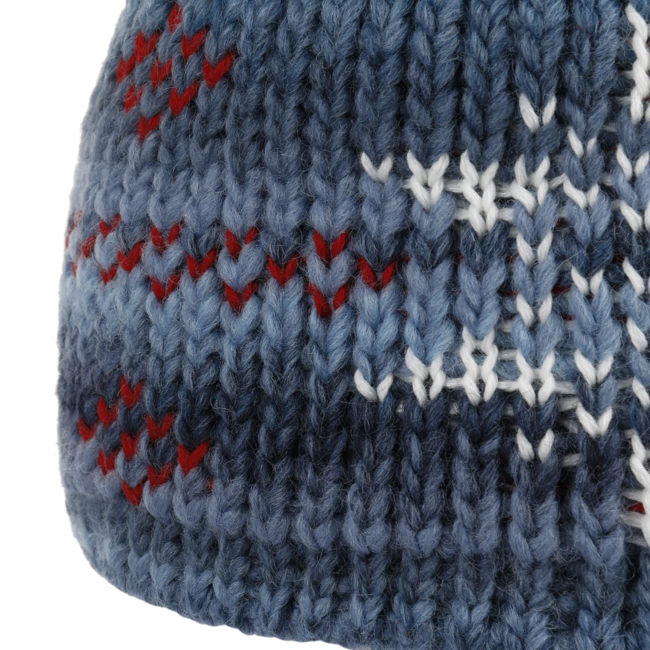 Eisbär IKE Pompon Beanie Mütze Strickmütze Wollmütze Wintermütze Damen/Herren - Made in the EU mit Umschlag, Umschlag Winter Herbst-Winter