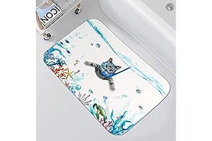 Fowocu Funny Cat Small Bathroom Rugs Mat Ocean Sea Animal Bath Rugs...