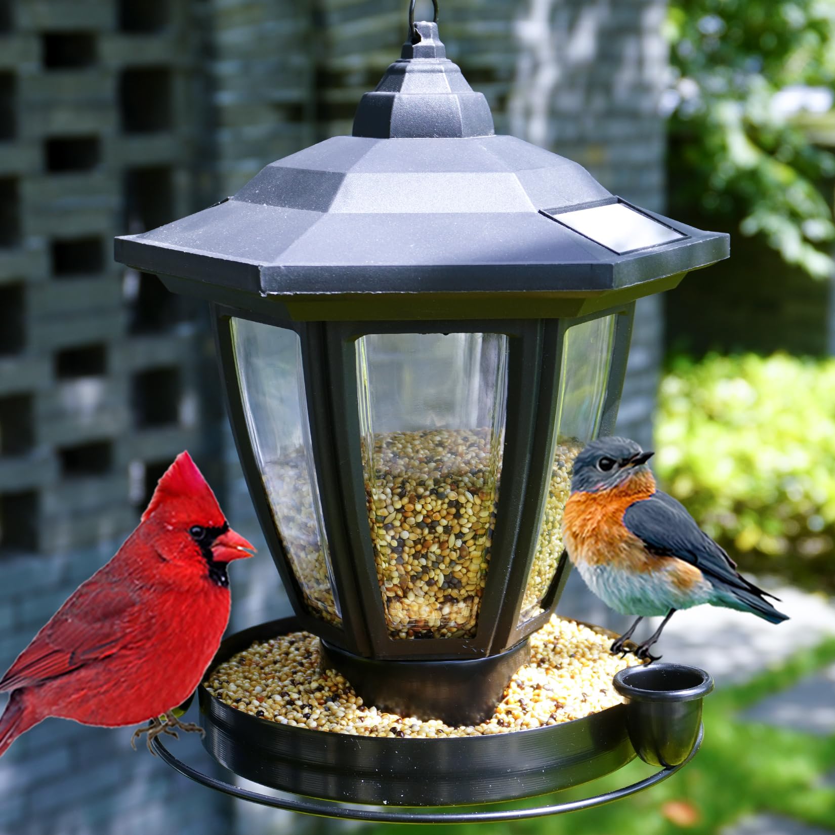 Lantern Shaped Bird Feeder Elfonsol Solar Bird Feeder For Outdoor