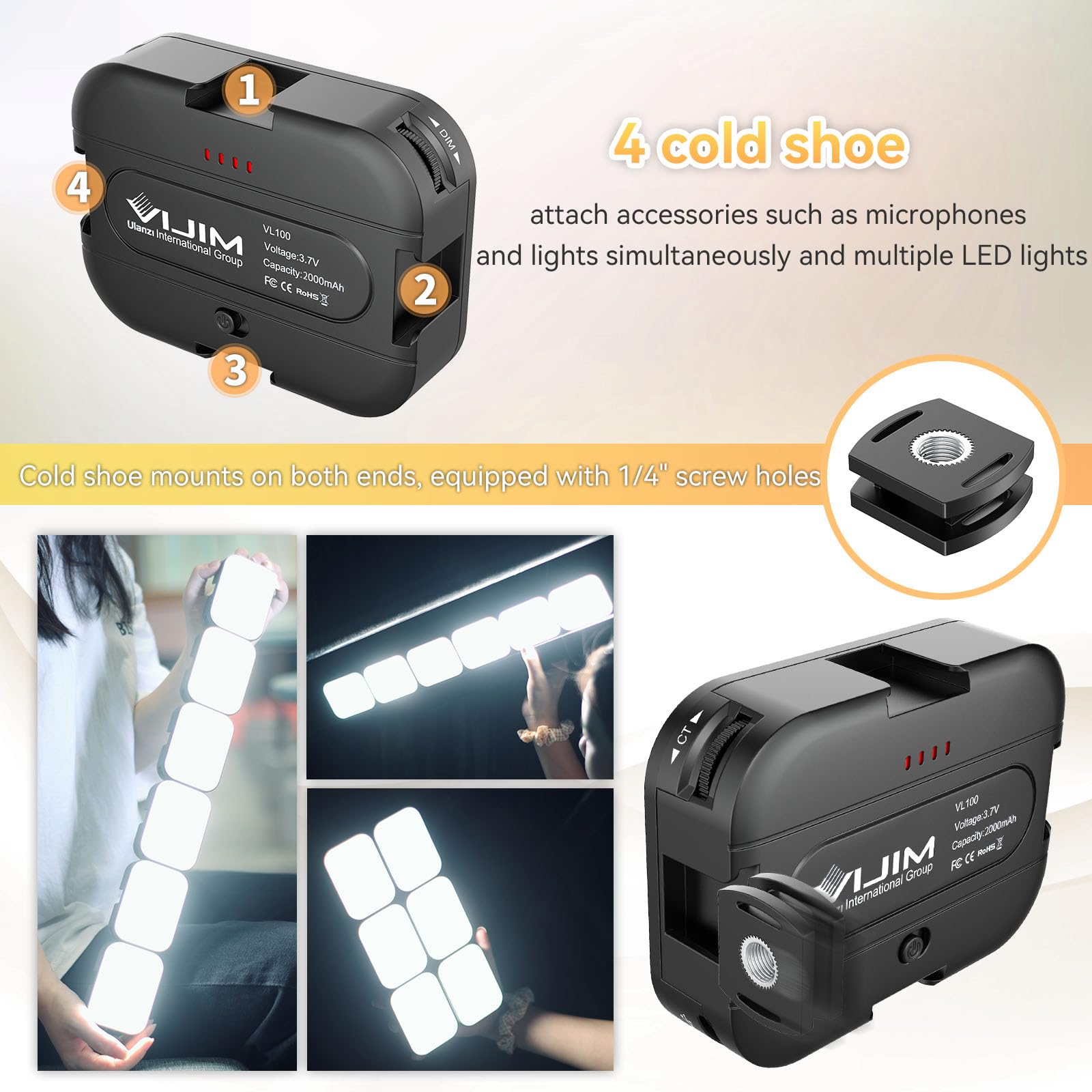 VIJIM VL100C Bi-Color LED Video Light on Camera Adjustable Angle Dimmable — Amazon image 4