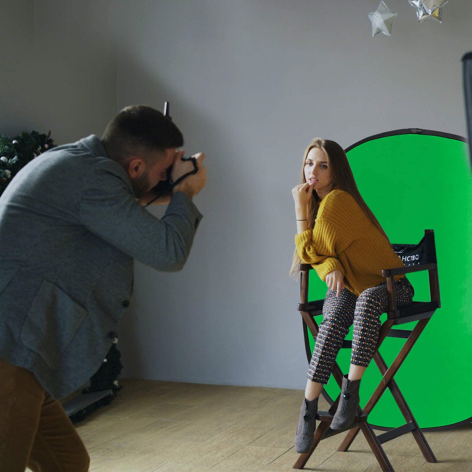 eWINNER Portable Green Screen Backdrop 5 x 6.5ft/150 x 200cm