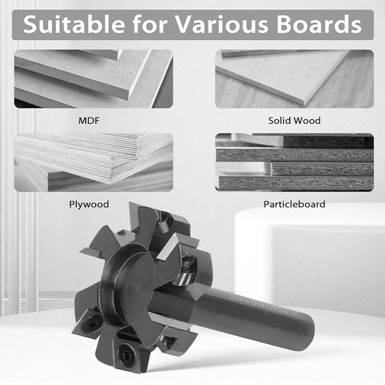 Zunate Frez do Strugania z 6 Rowkami, trzpień 1/2 Cala, 2-calowy Frez do Płaszczyzn Spoilboard, Spłaszczania Płyt Obróbki Drewna, Spłaszczania Drewna, CNC z Węglikiem