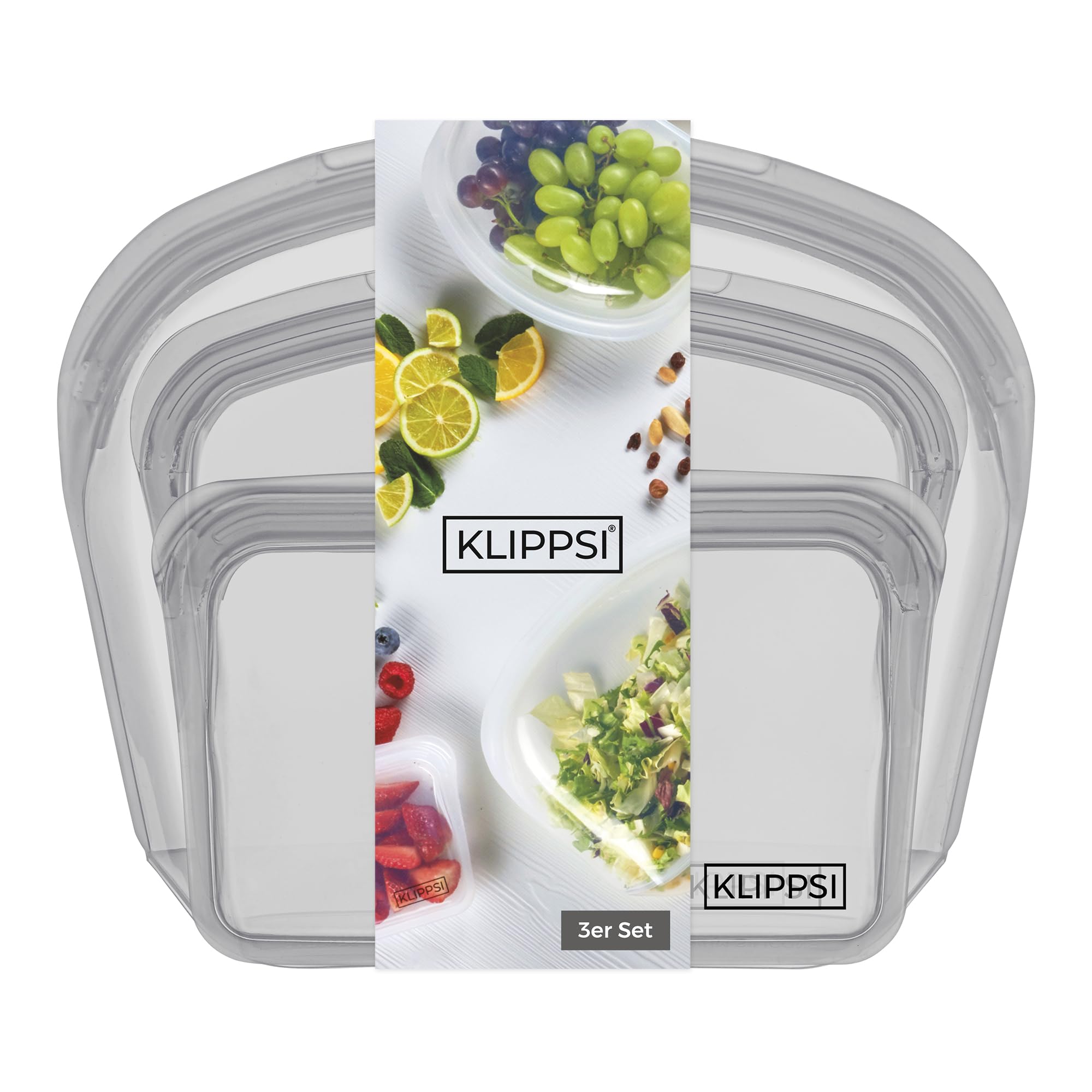 Juego de 3 bolsas de silicona reutilizables para congelador, resistentes al calor, resistentes al frío, a prueba de fugas, aptas para lavavajillas (gris)