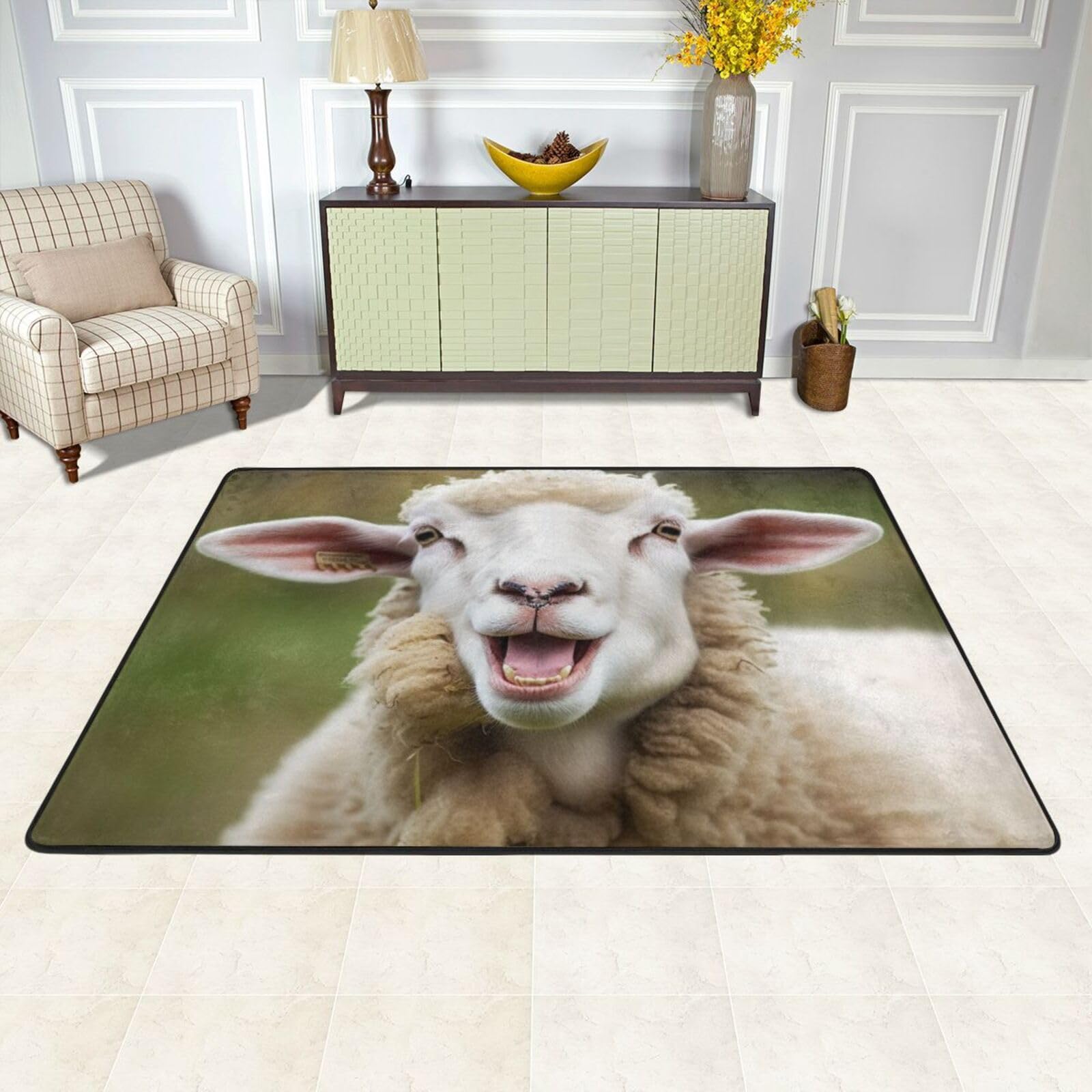 Tapis de sol absorbant 61x91 cm lavable motif mouton rigolo