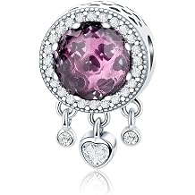 Hutou Birthstone Charm Fit for Charms Bracelet and Necklace Gifts for Women Sparkling Birthstones Zircon Paved