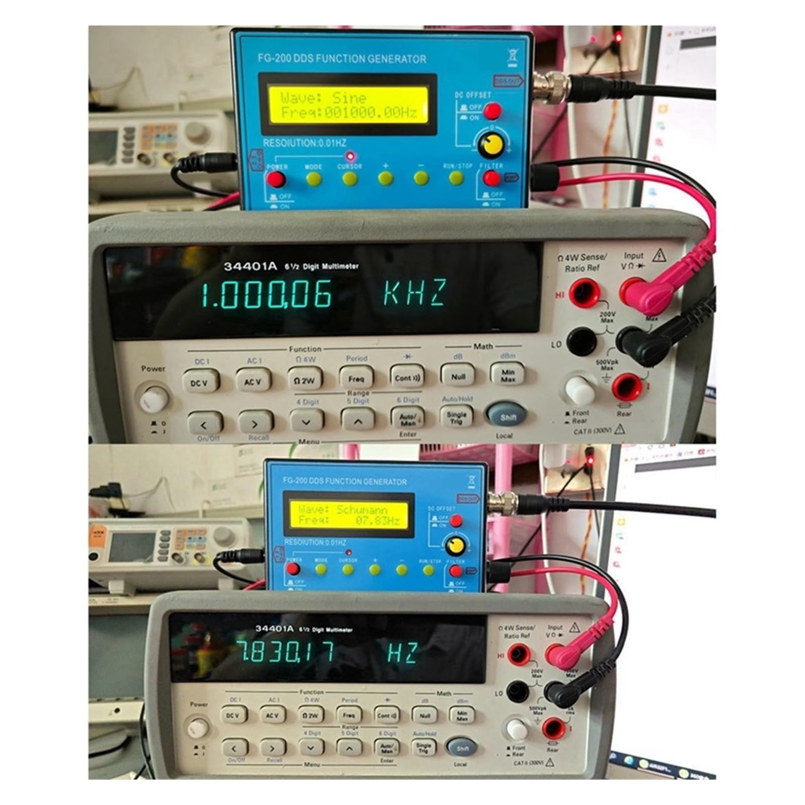 FG-200 Funkcja DDS Generator Sygnału Licznik Częstotliwości 0,01 Hz - 500 KHz Źródło Przebieg Sinusoidalny + Kwadratowy + Piłokształtny Stabilny Niezawodny