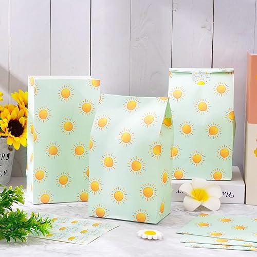 Miniatura 5 de Whaline 24 bolsas de regalo de fiesta de sol bohemias, bolsas de regalo para primer viaje alrededor del sol, con etiqueta adhesiva, bolsas de papel