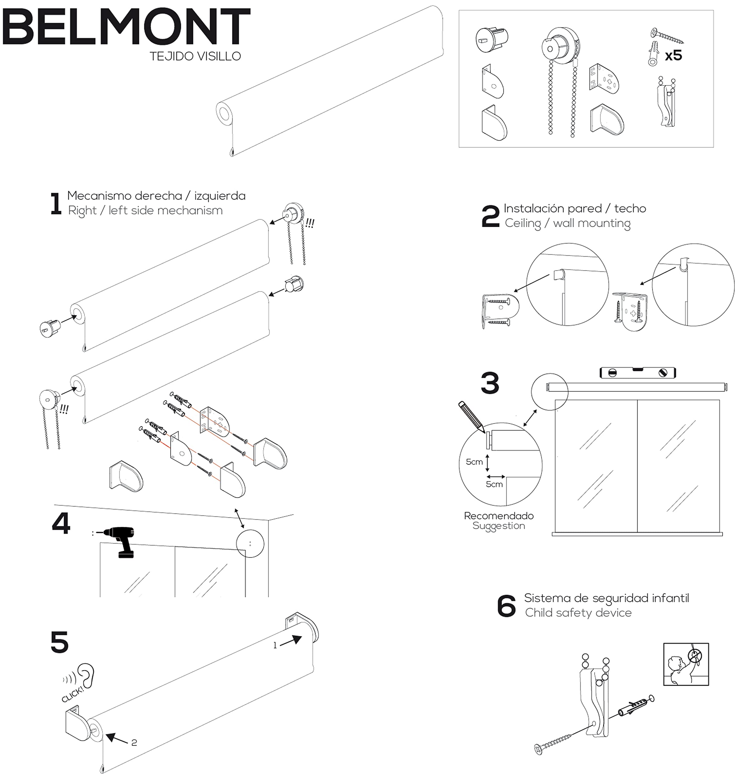 Blindecor Belmont Store Enrouleur en Tissu translucide Argenté 200 x 180 cm