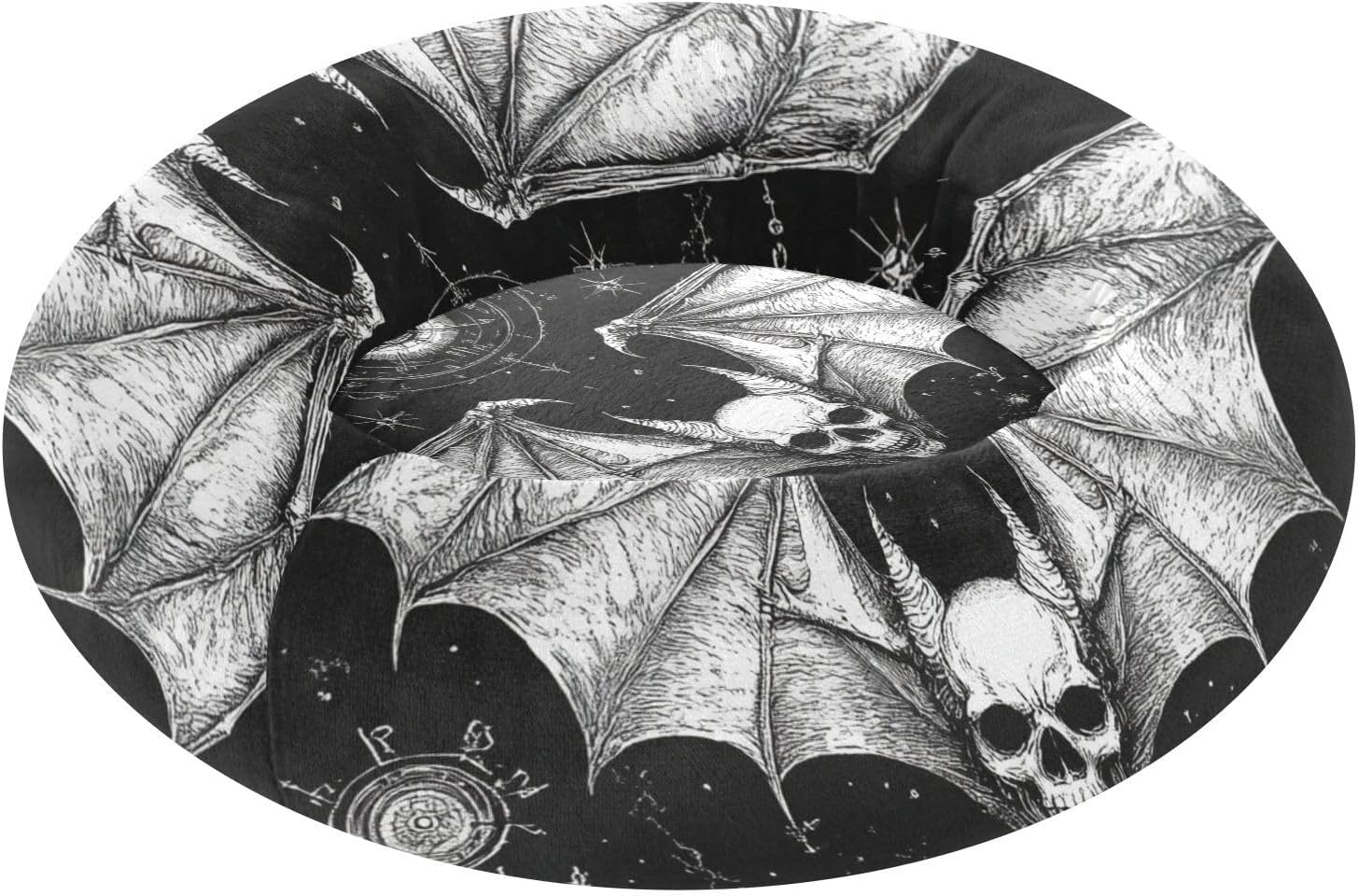 Evil Skull Black Pet Dog Bed Relieve Stress Dog Pillow Bed for Extra Small Size Pets Sleeping M