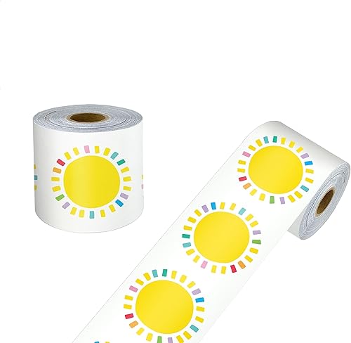 Carson Dellosa Happy Place - Bordes de tablón de anuncios de 65 pies, 1 rollo de borde Sunshine para pizarra blanca, corcho y tablero de pósteres,