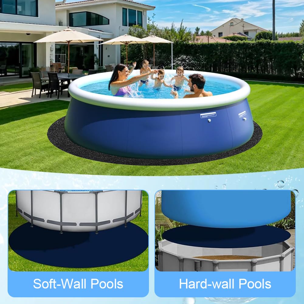 Pool Unterlage Outdoor, 305 cm Pool Unterlegmatte, Pool Bodenplane Runden, Faltbarer Bodenschutzmatte Pool, Wasserabsorbierende Filzmatte, Poolmatten Schutzboden für Easy Set & Frame Pools