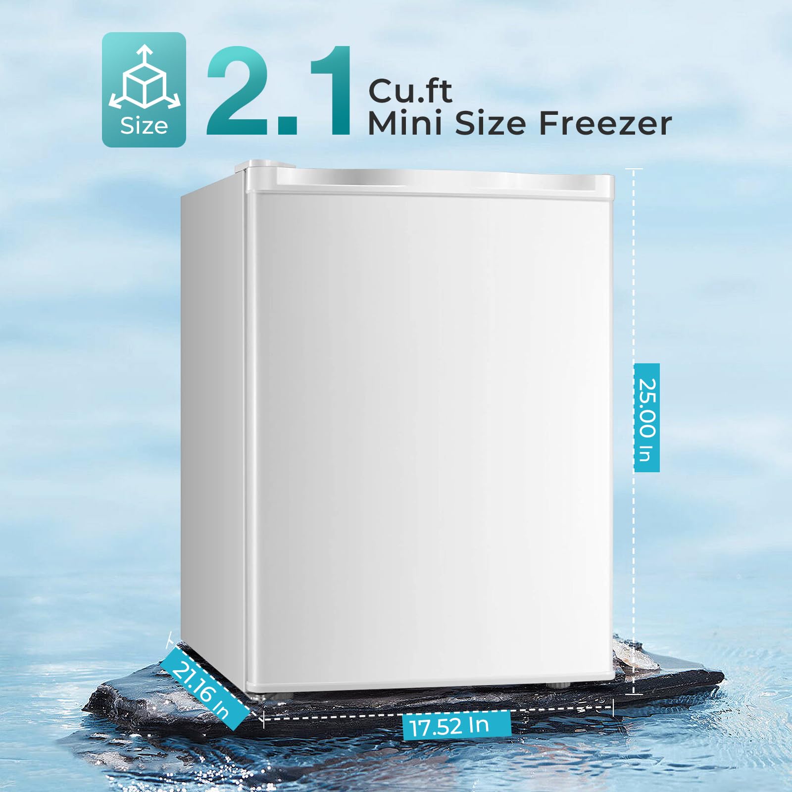 R.W.FLAME Mini Freezer Countertop, 2.1 Cu.Ft Energy Saving Upright Freezer, Small Freezer with Reversible Single Door for Home/Dorms/Apartment/Office (White) on Fridge.com