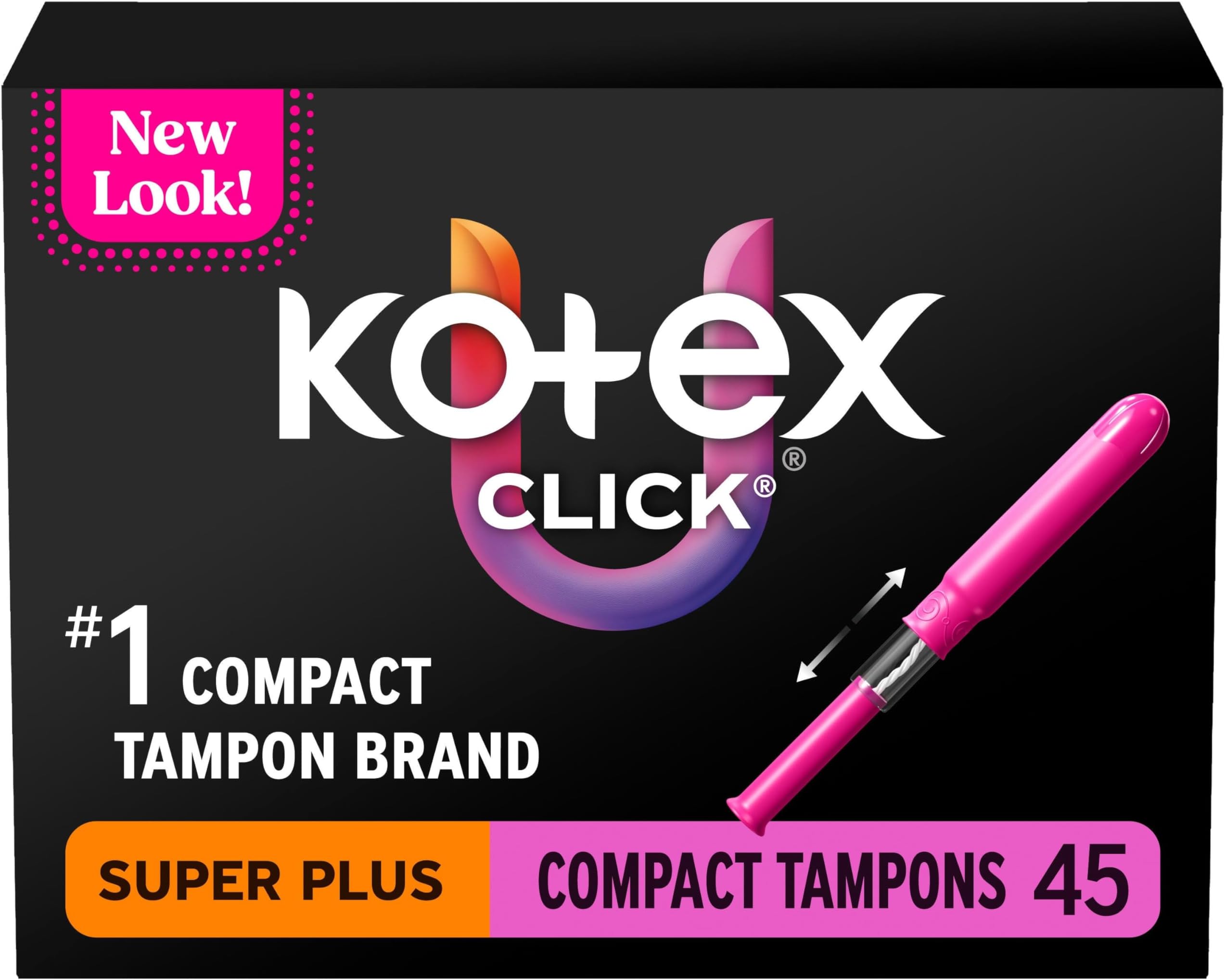 U by Kotex Tampons, Click Compact, Super Plus Absorbency, Unscented, 45 Count