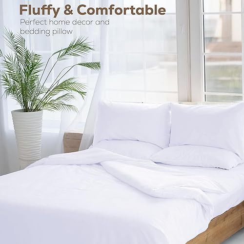 Miniatura 4 de GOLD TEXTILES Almohadas blancas (paquete de 4) fundas de almohada de poliéster – Almohadas decorativas cuadradas ligeras para interiores – Almohadas