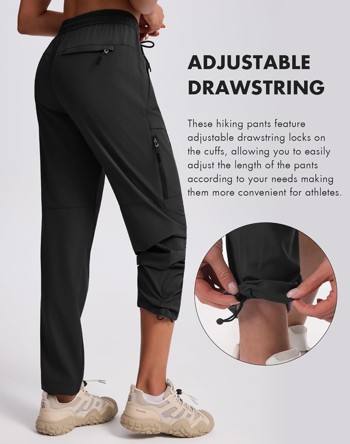 Womens Hiking Pants Quick Dry Water Resistant Lightweight Travel Golf Cargo Safari Pants Zipper Pockets - Image 3
