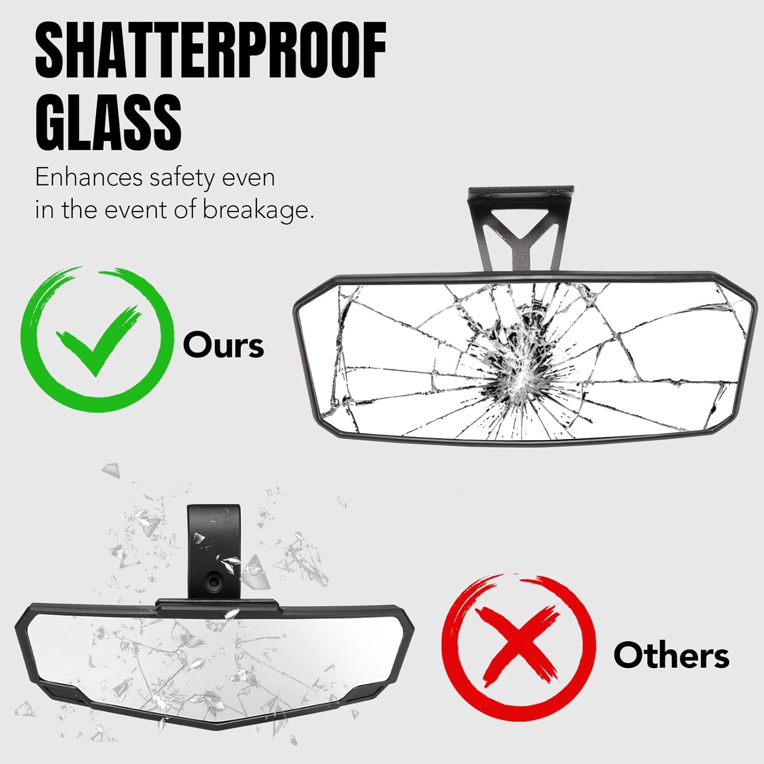 A & UTV PRO Interior Rear View Center Mirror for 2018-2024 Can-Am Commander 1000, Maverick Trail Sport Max Accessories, Adjustable Convex Rearview Mirror, Replace OEM #715003638