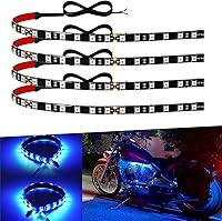 Vista 9 de Tira de luz LED de 12 V de 18 pulgadas, conectable, azul hielo, tira de luces LED impermeables para automóvil, motocicleta, carrito de golf