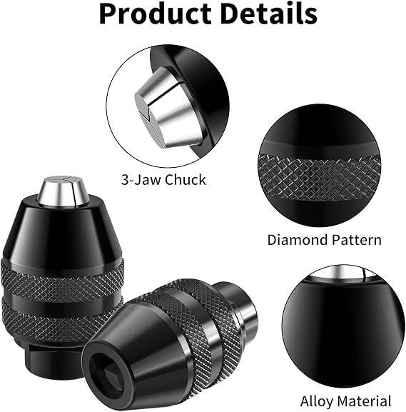 2 Pack 4486 Multi Dremel Chuck, 0.8-3.2mm Drill Keyless Bit Chuck Shank Rotary Tool Change Kit Compatible for Dremel 4486 Part Rotary Tools 3000 4000 7700 8200