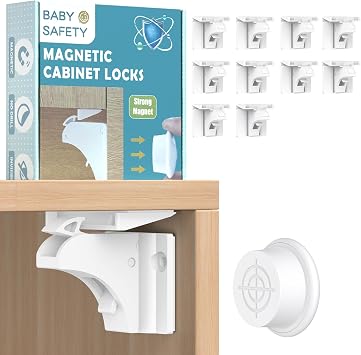 Dioxide Lot de 10 Serrures Magnétiques de Sécurité avec Adaptateur de Pose