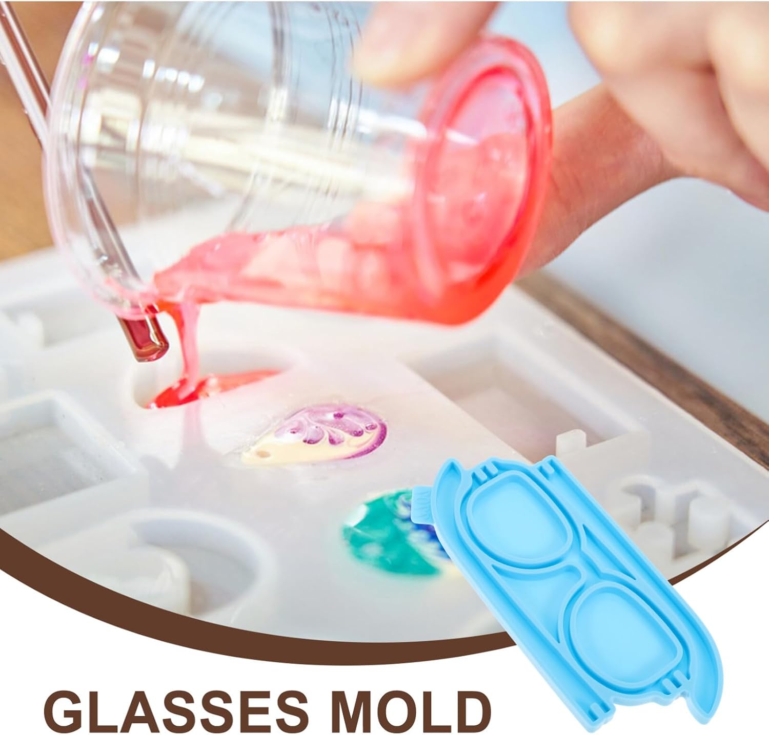 VILLCASE Eyeglasses Shaped Epoxy Resin Mold Flexible Silicone Mold for DIY Crafts and Jewelry Making 6.29X2.67X0.27 Inch