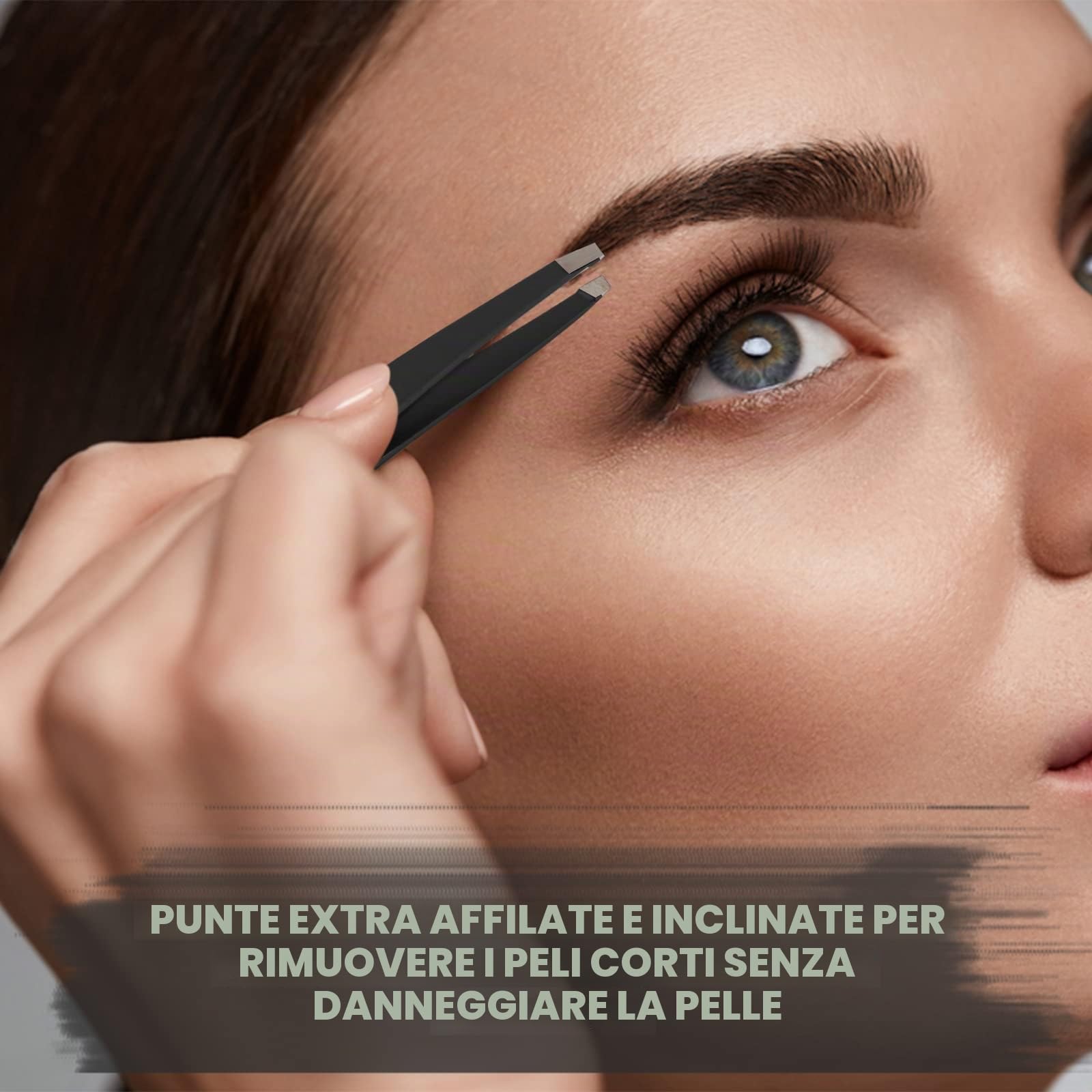 SS INSTRUMENTX Pinzetta Sopracciglia Professionale per Uomini e Donne, Acciaio Inossidabile Punta Inclinata Pinzetta Sopracciglia per Rimozione peli Precisione, Impugnatura Antiscivolo (Nera)