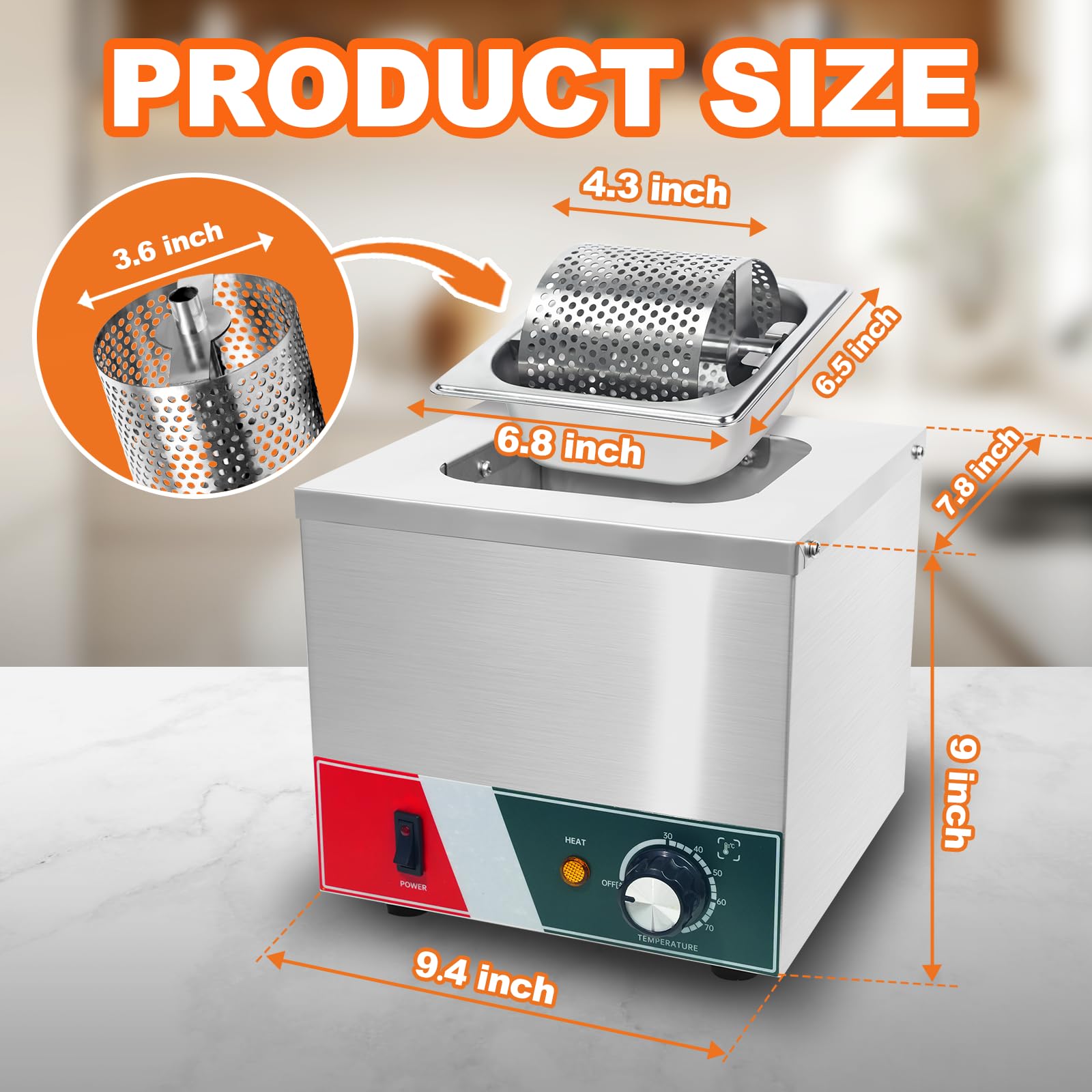 XXUNYNUIN Electric Butter Wheel Warmer Stainless Steel Butter Spreader Wheel Adjustable Temp 30-80°C,Grill Accessory for Burgers,BBQ,Outdoor Picnics