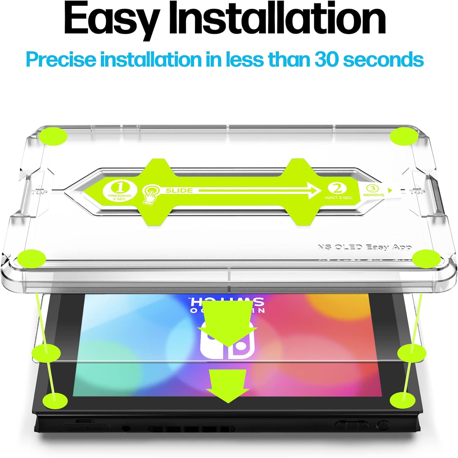 Power Theory Designed for Nintendo Switch OLED 7" Screen Protector Tempered Glass [9H Hardness], Easy Install Kit, 99% HD Bubble Free Clear, Case Friendly, Anti-Scratch, 2 Pack - Image 2