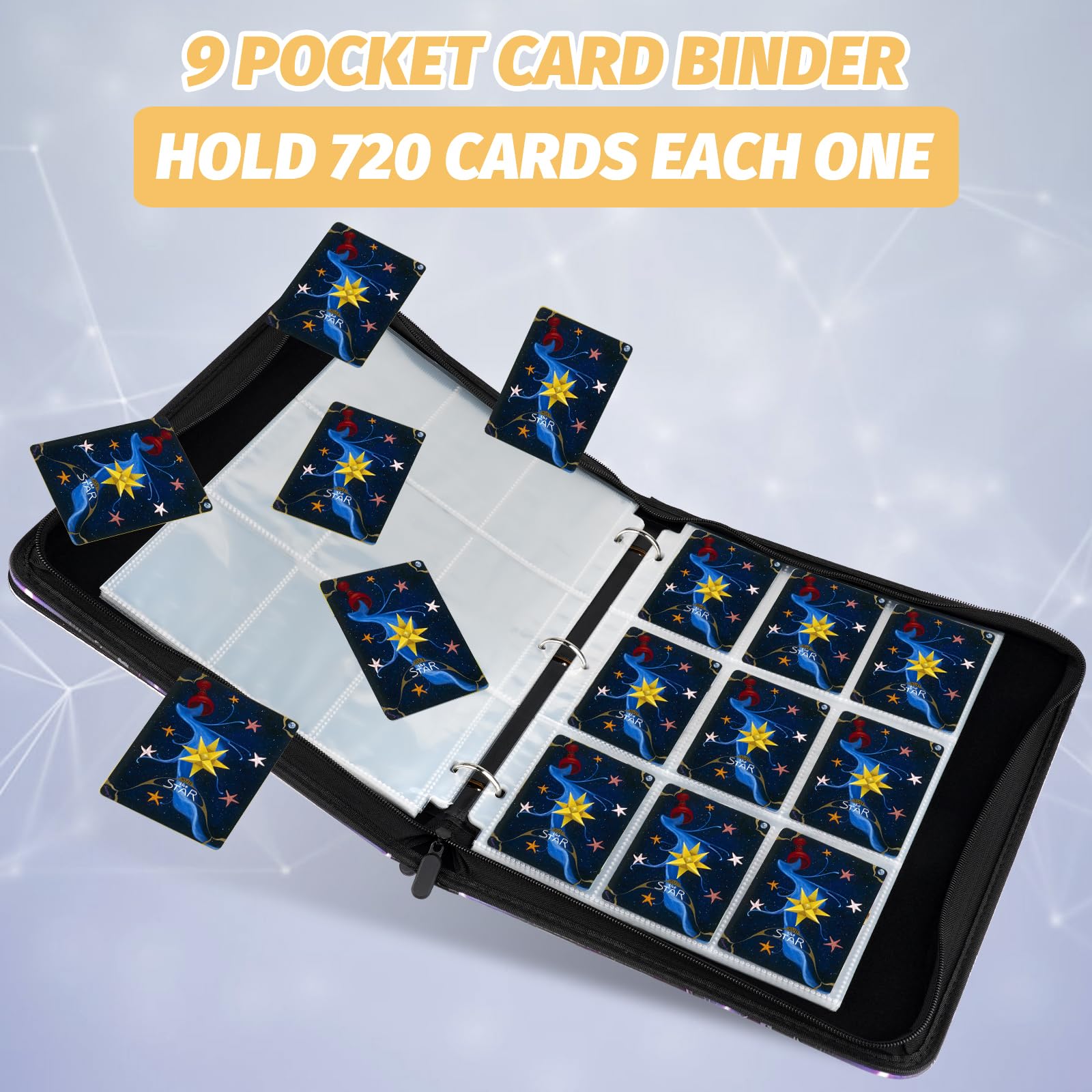 binder to hold pokemon cards Winsing 4 Pocket Trading Card Binder, 400 Card Capacity, Pink easy to put in and take out Pokemon Cards Binder 9-Pocket Trading
