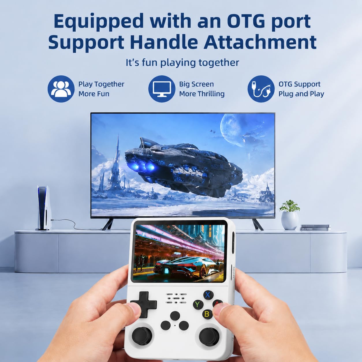 Whatsko R36S Console, Console Portatile 128 GB, Sistema RK3326 Arkos, oltre 40.000 Giochi, schermo da 3,5 Pollici, Console di Gioco Portatile per Adolescenti (Bianca)