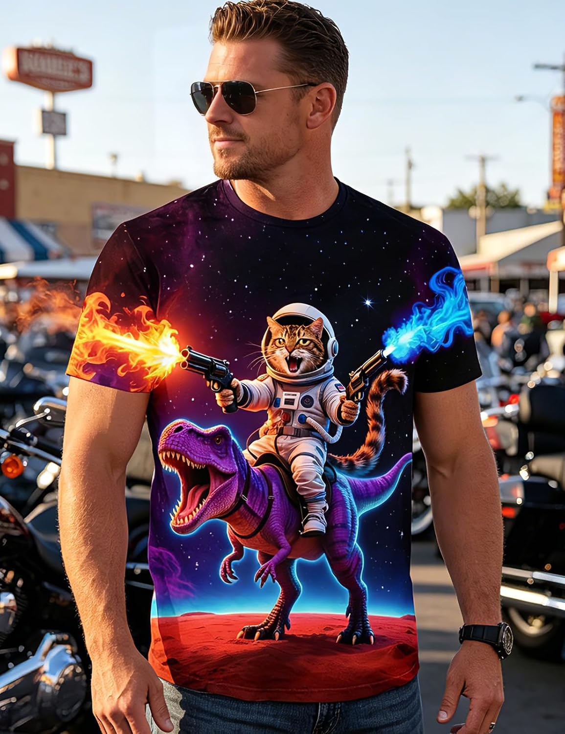 RAISEVERN Mens T-Shirts Cool Novelty Crewneck Short Sleeve Funny Graphic Top Casual Tees for Women