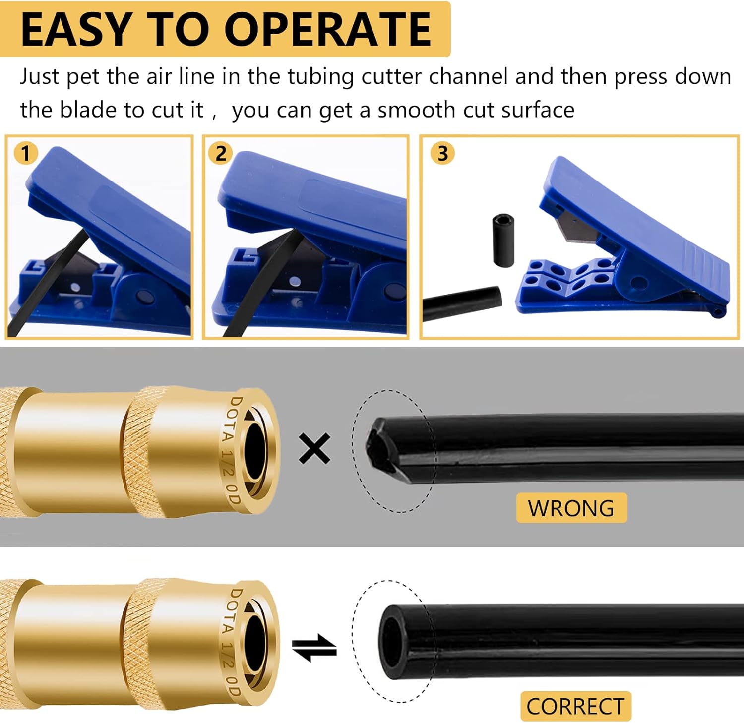 ANRIWT Air Brake Line Fittings,1/2" DOT Air Fittings Brass Push in Fitting, Push to Connect Union Fittings, Air Brake Union 1/2" Tube OD for Trucks Trailers Use and Industria Workshops (4 PCS) - - 