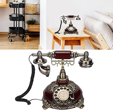 Retro Phones European Royal Dial Landline Telephone One Click Answer Clear Call Perfect for Home Office Coffee Shop Bar Decoration Desk Rotary Dial Hand Set